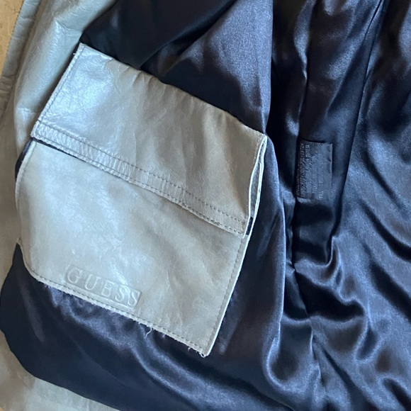 Guess Green Leather Zip Up Jacket Men Size XL - Picture 9 of 9